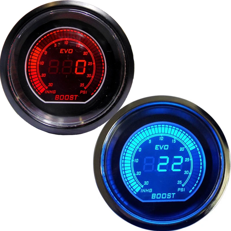 60 mm EVO voiture pression d'huile jauge LCD affichage numérique rouge et bleu 60 mm EVO voiture pression d'huile jauge LCD affichage numérique rouge et bleu