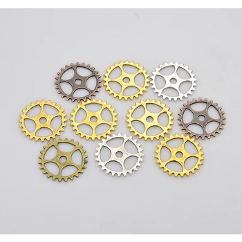 

100pcs Tibetan Style Alloy Gear Pendants 25mm Mixed Color Metal Pendants