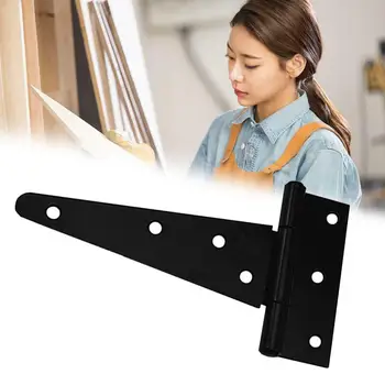 

1PCS T Shaped Door Shed Garden Wooden Gate Cabinet Hinge Tee Accessories Hardware For 4/6/8/10 Black Door / Hinged Iron V9Z3
