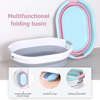 

Large Size Portable Plastic Basin for Wash Car Clothes Vegetable Washing Folding Basins Home Kitchen Bath Foot Fold Basin Bucket