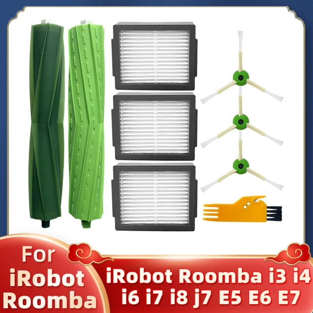 For iRobot Roomba i3 i4 i6 i7 i8 j7 E5 E6 E7 Robot Vacuum Cleaner Spare Parts Accessories Main Side Brush Hepa Filter Dust Bag Set 3