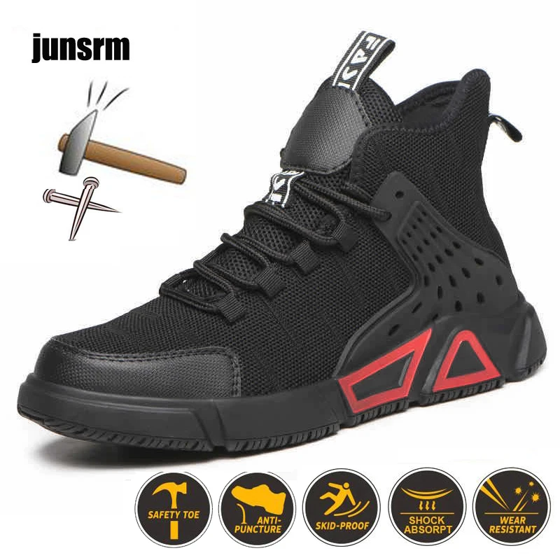 

Lightweight breathable safety shoes Steel toe male puncture-resistant indestructible wear-resistant work boots sports outdoor