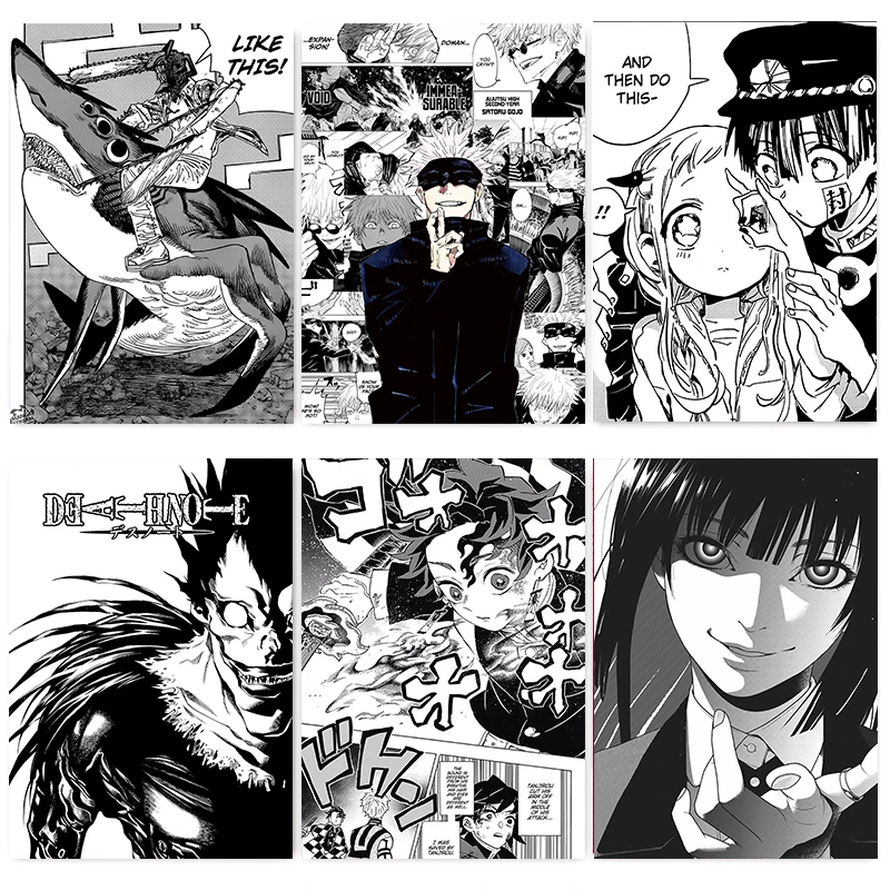 Black And White Anime Manga Aesthetic Nordic Children Room Decoration Pictures Canvas Poster Wall Art Prints Canvas Paintings Painting Calligraphy Aliexpress