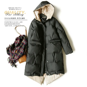 

Autumn Winter Jacket Women Parka Warm Thick Long White Duck Down Coat Female Loose Oversize Hooded Women Winter Coat Outerwear