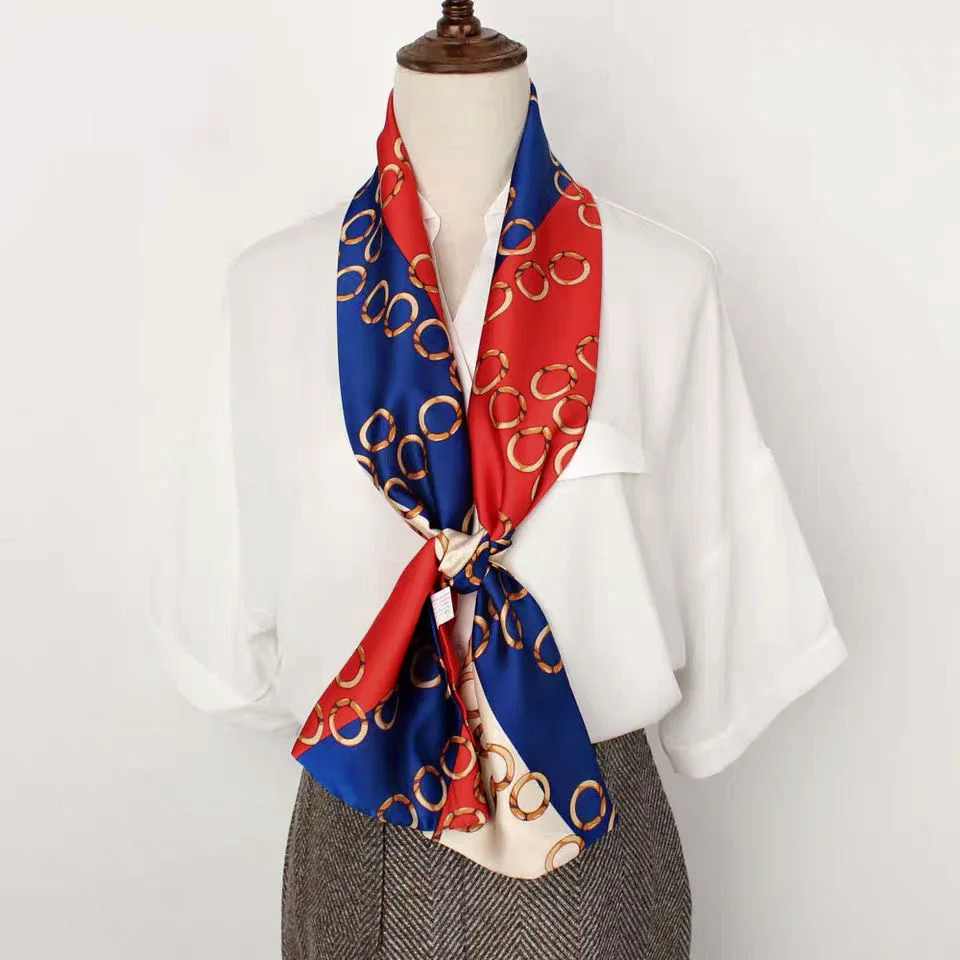 Striped Satin Silk Scarf for Women - Double-Sided Luxury Neck Neckerchief