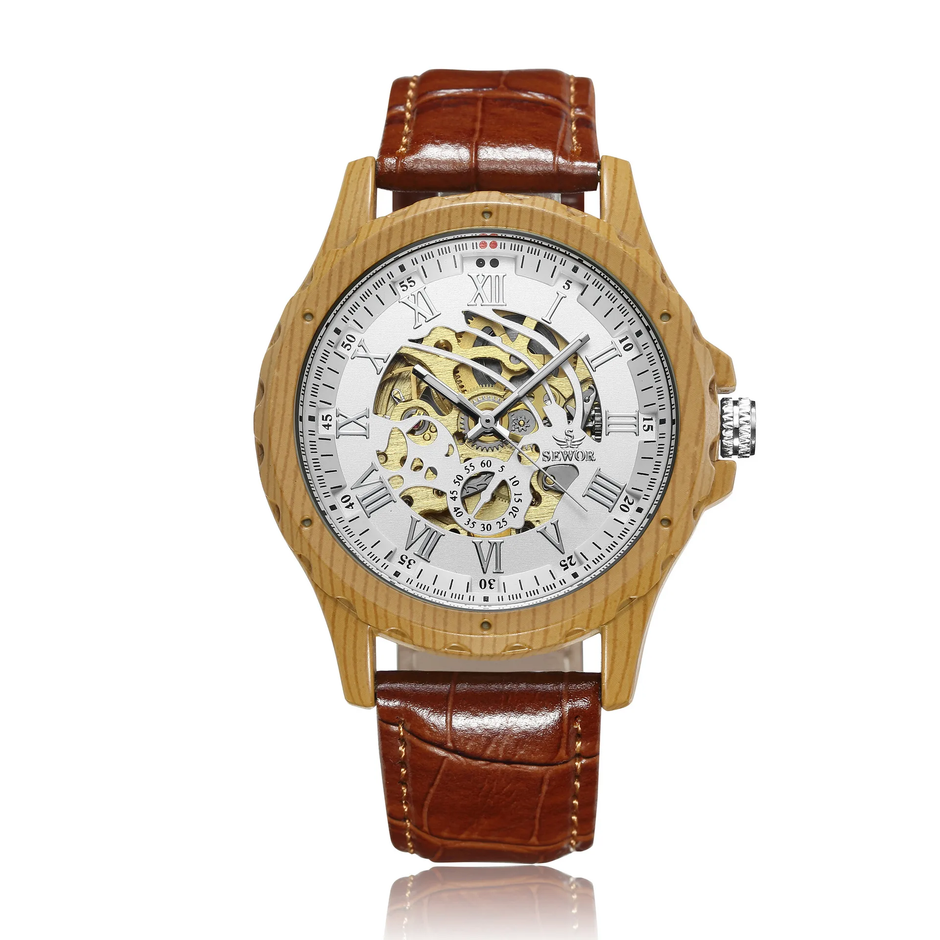 

Alloy Fully Automatic Machinery Men's Table Sewor Machinery Leather Strap Watch