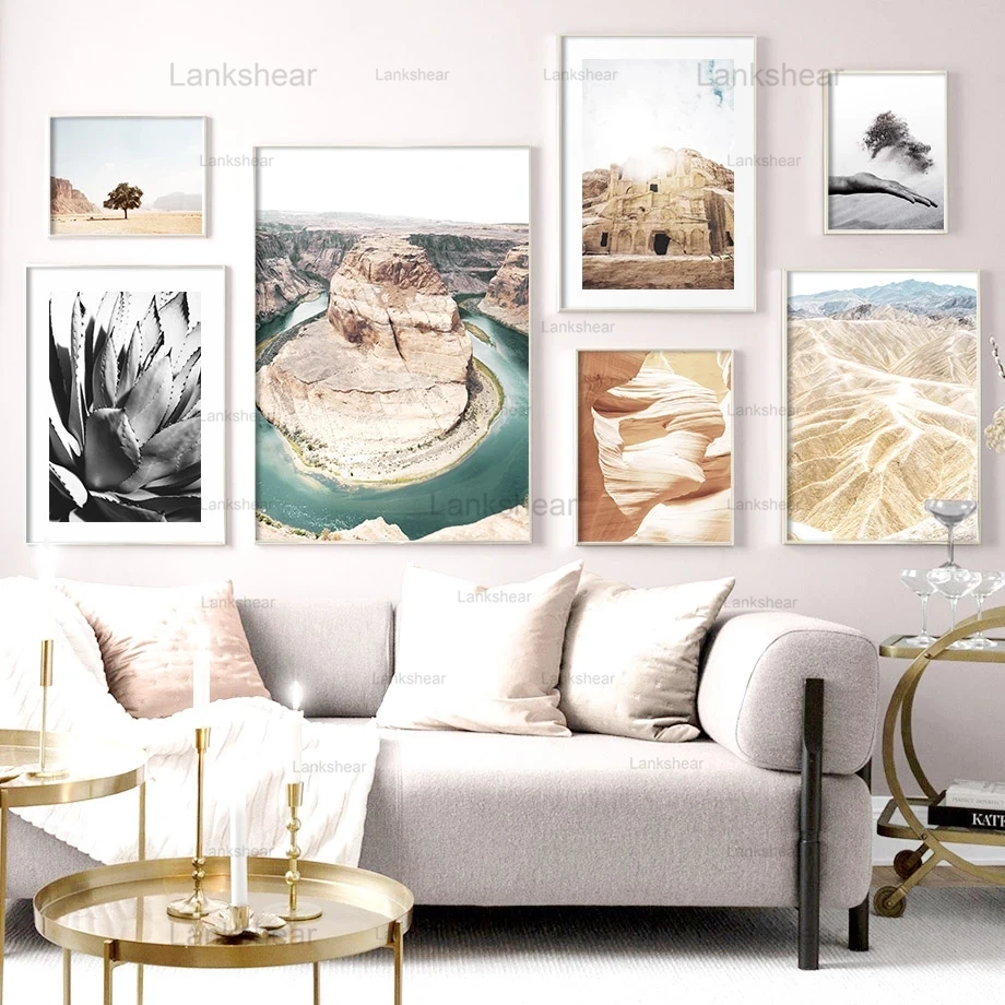 

Tree Grand Canyon Mountain Building Wall Art Canvas Painting Nordic Posters and Prints Pictures for Living Room Home Decoration