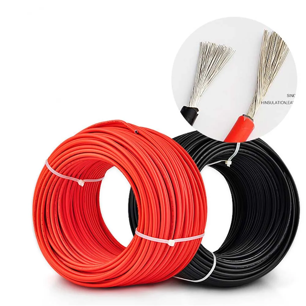 Photovoltaic Cable 2.5mm2 4mm2 6mm2 Solar Power Cable Wire / TUV Cable for PV Panels Connection Red Black XLPE jacket