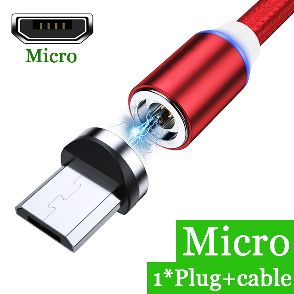 Кабель для передачи данных Магнитный кабель Micro usb type-C кабель USB Tipo C магнитное зарядное устройство Кабо USB Магнитный usb кабель для зарядки Магнитный iphone - Цвет: red for micro