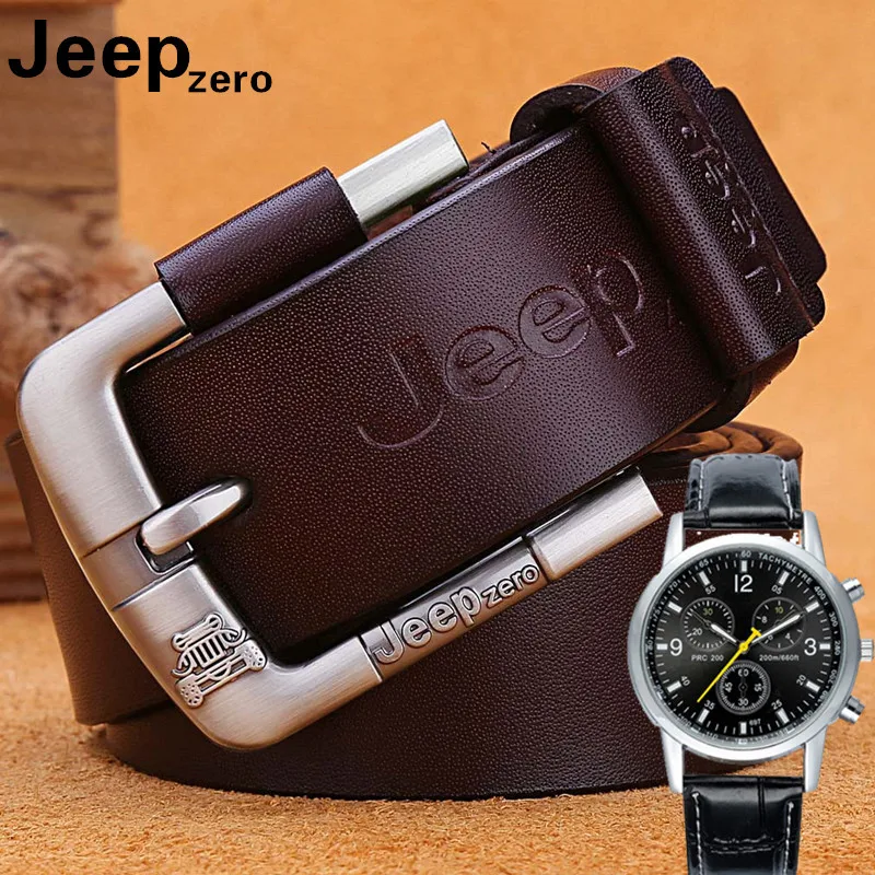 

Designer Jeep zero 100% Upper Genuine Leather Alloy Pin Buckle Belt For Men Business Men Belt Fancy Vintage Jean Cintos Belts