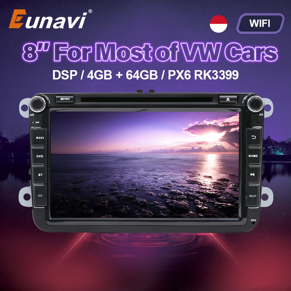 Eunavi 2Din Android GPS Car DVD Multimedia Radio Auto For VW Polo Jetta passat b6 b7 cc fabia skoda Octavia Touran golf 6 Tiguan