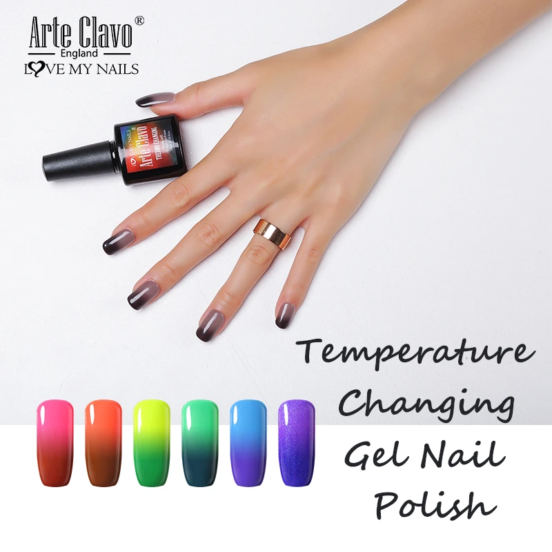 

Arte Clavo 10ml Temperature Changing Gel Nail Polish Color Glitter Decoration Makeup Manicure Set DIY Design Nail Art Primer Top