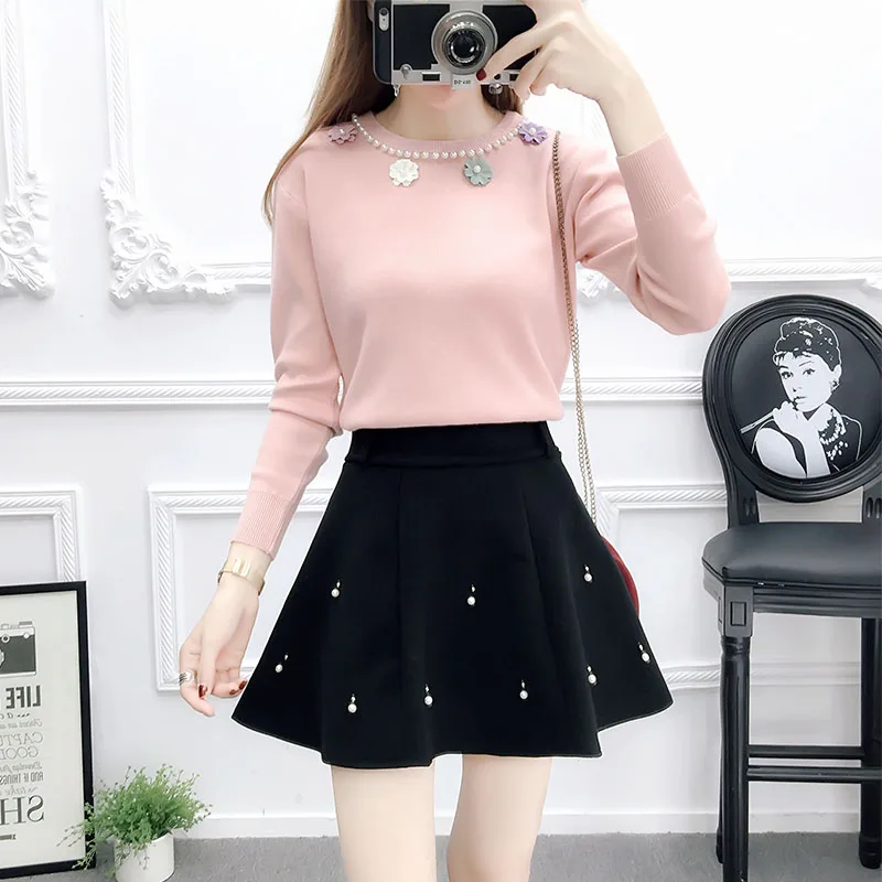 Милый стереоскопический цветок вязанный пуловер свитер Топ шерстяная ткань