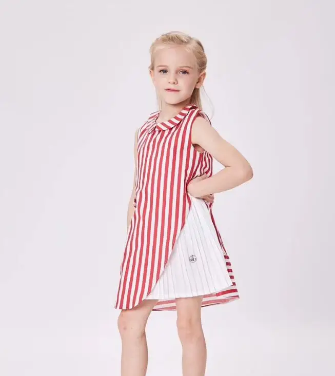 Платье для девочек летние вечерние хлопковые сарафаны-пачки в полоску для маленьких девочек детское платье одежда для детей