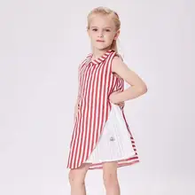 Платье для девочек летние вечерние хлопковые сарафаны-пачки в полоску для маленьких девочек детское платье одежда для детей