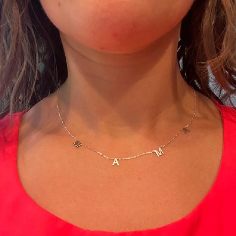 Simple Mama Letter Pendant Necklaces For Mother Golden Stainless Steel Mom Name Choker Necklaces Collier Charming Mother's Gifts