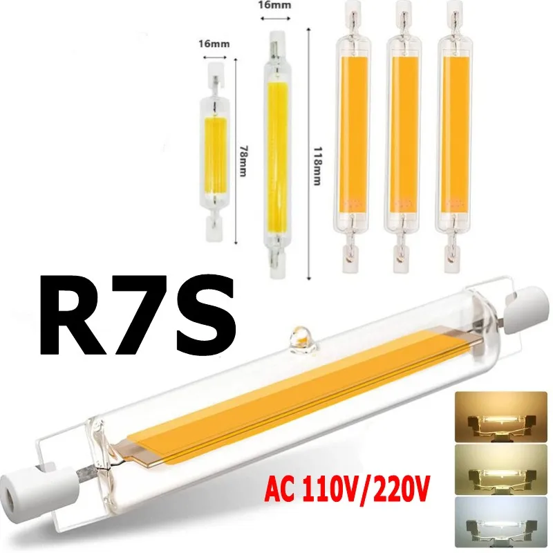 R7S LED Bulb COB Glass Tube 78mm 5W 8W High Powerful 118mm 10W 20W Spotlight Light Replace Halogen Lamp AC 110V 220V | Освещение