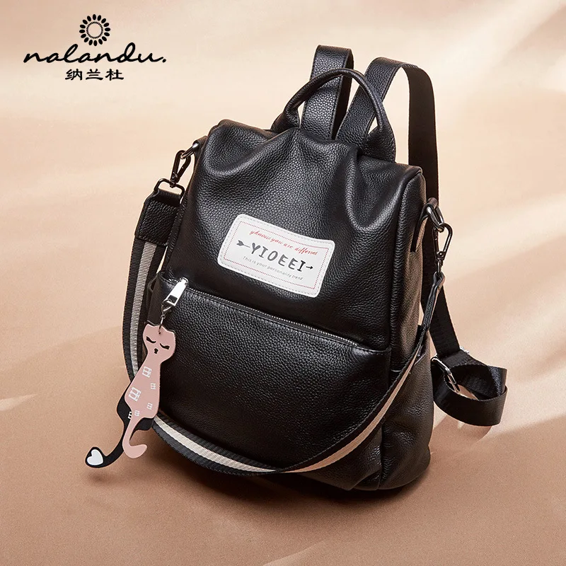 

Nalan Du First Layer Leather Backpackage Women's 2020 New Style Korean-style Hanging Decoration Genuine Leather Hand Backpack Wo