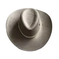 Горячая Американский Западный Ковбой шляпа замша открытый Солнцезащитная шляпа мужской шлем имитация кожи большой - Цвет: Бежевый