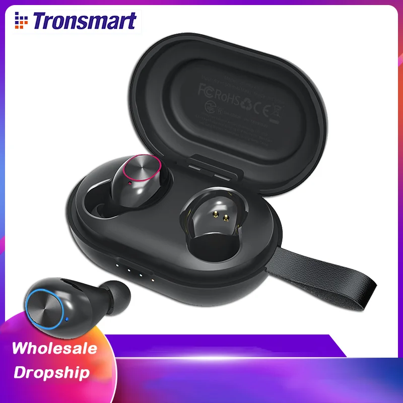  Wholesale Dropship Auriculares Tronsmart Spunky Beat TWS Wireless Earbuds with QualcommChip APTX Deep Bass Bluetooth Earphones