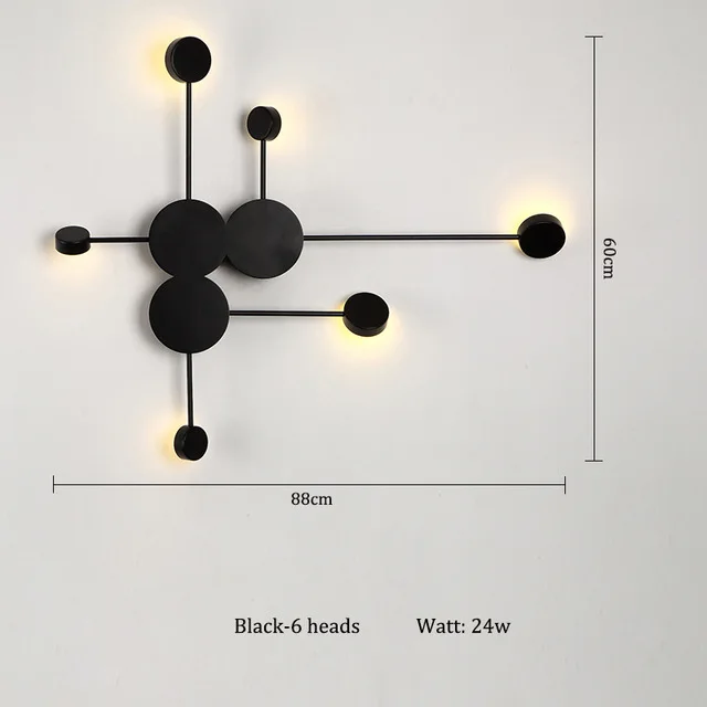 Современный настенный светильник в скандинавском стиле, прикроватный настенный светильник для гостиной, спальни, черный, золотой, белый, домашний декор для детской комнаты, Wandlamp ac220в - Цвет абажура: Black 6 Heads