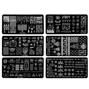 

6pcs Stamping Plates Premium Great Nail Plates Nail Art Tool Nail Stamps Stencils for Girl Nail Studio Women