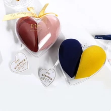 В форме сердца супер мягкий порошковый спонж 2 шт без порошка двухсторонние губки воздушная подушка для пудры пуховка когда вода становится больше