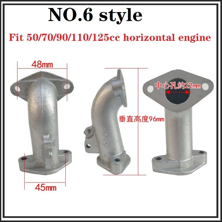 Motorcycle 50cc 70cc 90cc 110cc 125cc 150cc 160cc Horizontal Engine Intake Pipe Manifold Sunl Falcon ATV quad dirt pit bike motorcycle intake manifold gasket motorcycle intake valves