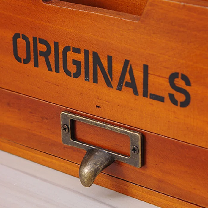 Wooden Storage Box Letter Rack Vintage Holder Post Mail Paper Card Organizer for Home Office PAK55