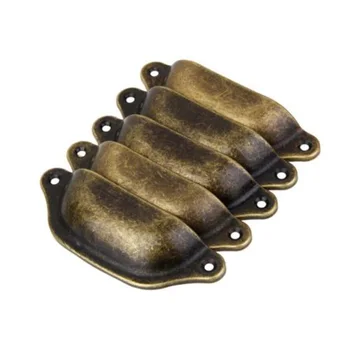 

High Quality Antique-Brass Rustic Cup Pull Cabinet Cupboard Drawer Door Draw Handles 10pc/Set