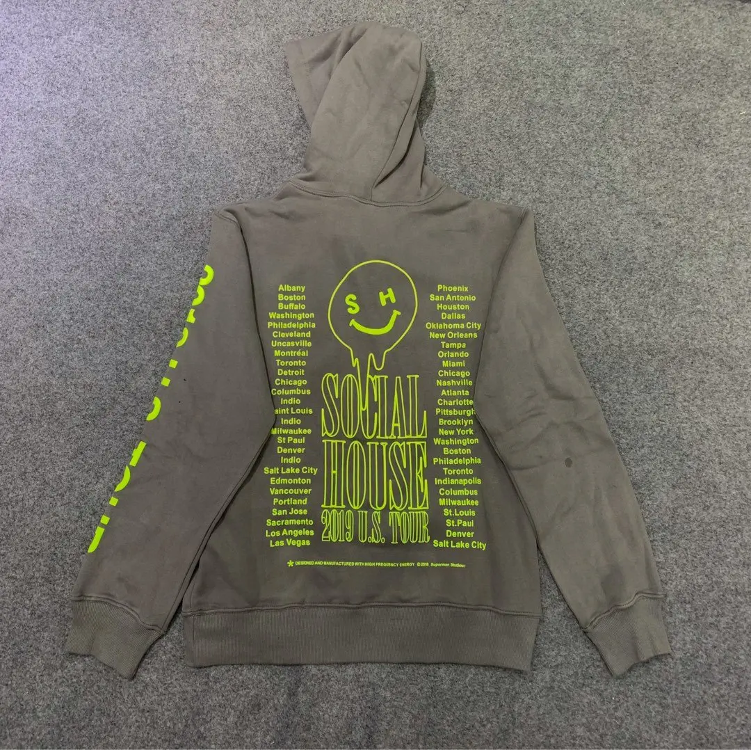 

19ss Astroworld SOCIAL HOUSE TOUR HOODIEs Men Women 1:1 Fluorescence Sweatshirt Travis Scott ASTROWORLD Vetements Hoodies Kanye