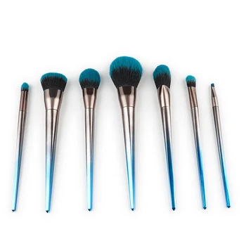 

7 Gradient Blue Black Diamond Handle Makeup Brush Set Diamond Shaped Flame Makeup Brush Beauty Tools