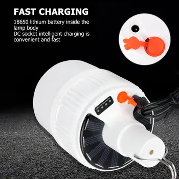 

Portable Solar LED Bulb Lamp Environmental Protection Rechargeable Outdoor Camping Market Energy Saving Light with Hook