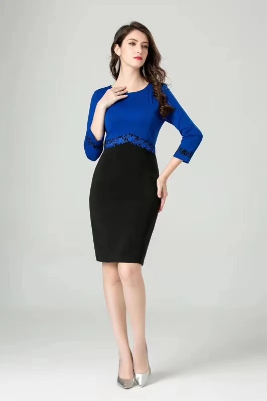 3XL 2XL платье Vestidos De Fiesta весеннее голубое оранжевое платье женское с круглым вырезом и вышивкой люрексом вечерние платья до колена с рукавом 3/4