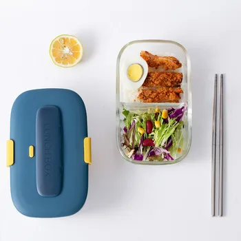 

Cute Bento Box Set Glass Compartment Kid School Lunch Container Microwavable Contenitori Per Alimenti Kitchen Dining Bar AC50LB
