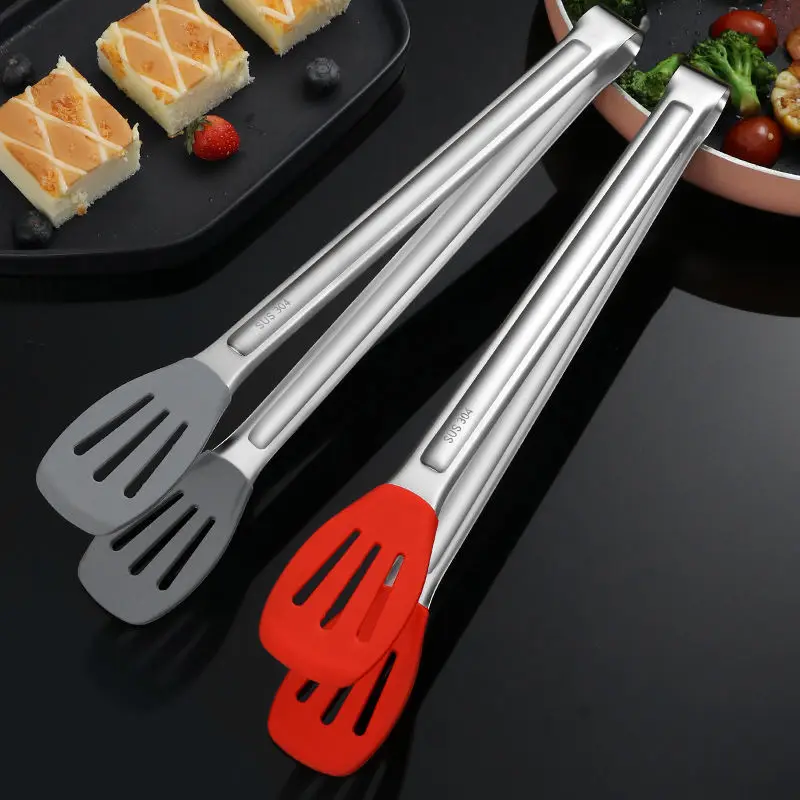 304 Stainless Steel Kitchen Bread Tongs No-slip Handle Salad Steak Clamp Meat Clip Kitchen Accessories food tongs
