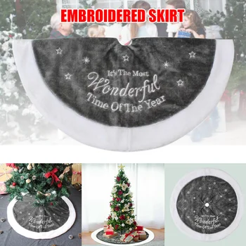 

90cm Plush Christmas Tree Skirt Snowflake Festive Home Xmas Tree Decor DEC889