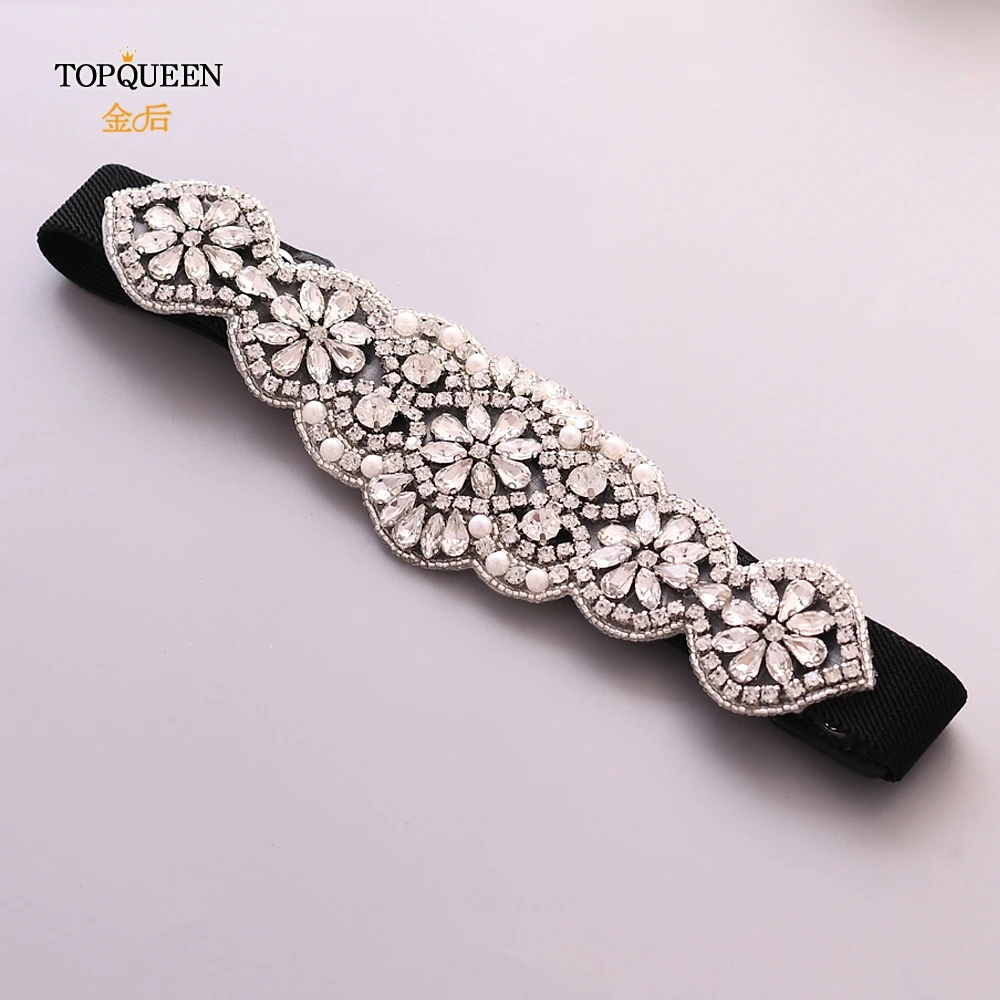 TOPQUEEN S94 Стразы эластичный пояс роскошный полный кристалл драгоценный камень черный женский пояс Меховые Пальто пуховое поколение женское платье ремни