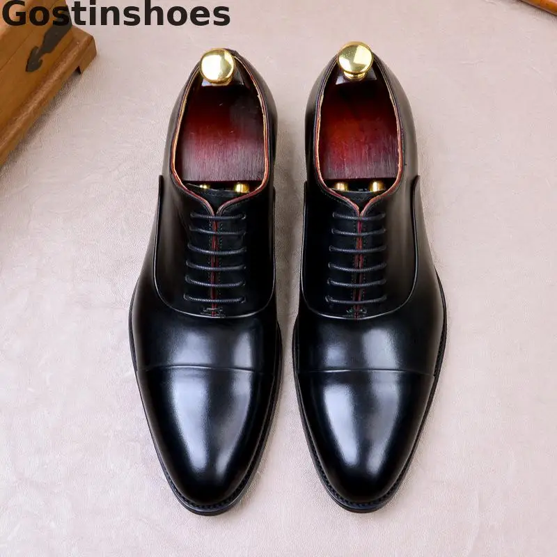 

Classic Style Men Leather Shoes Black Brown Cow Leather Oxfords Men Shoes Dress Formal Business Wedding Office Shoes Capped Toe