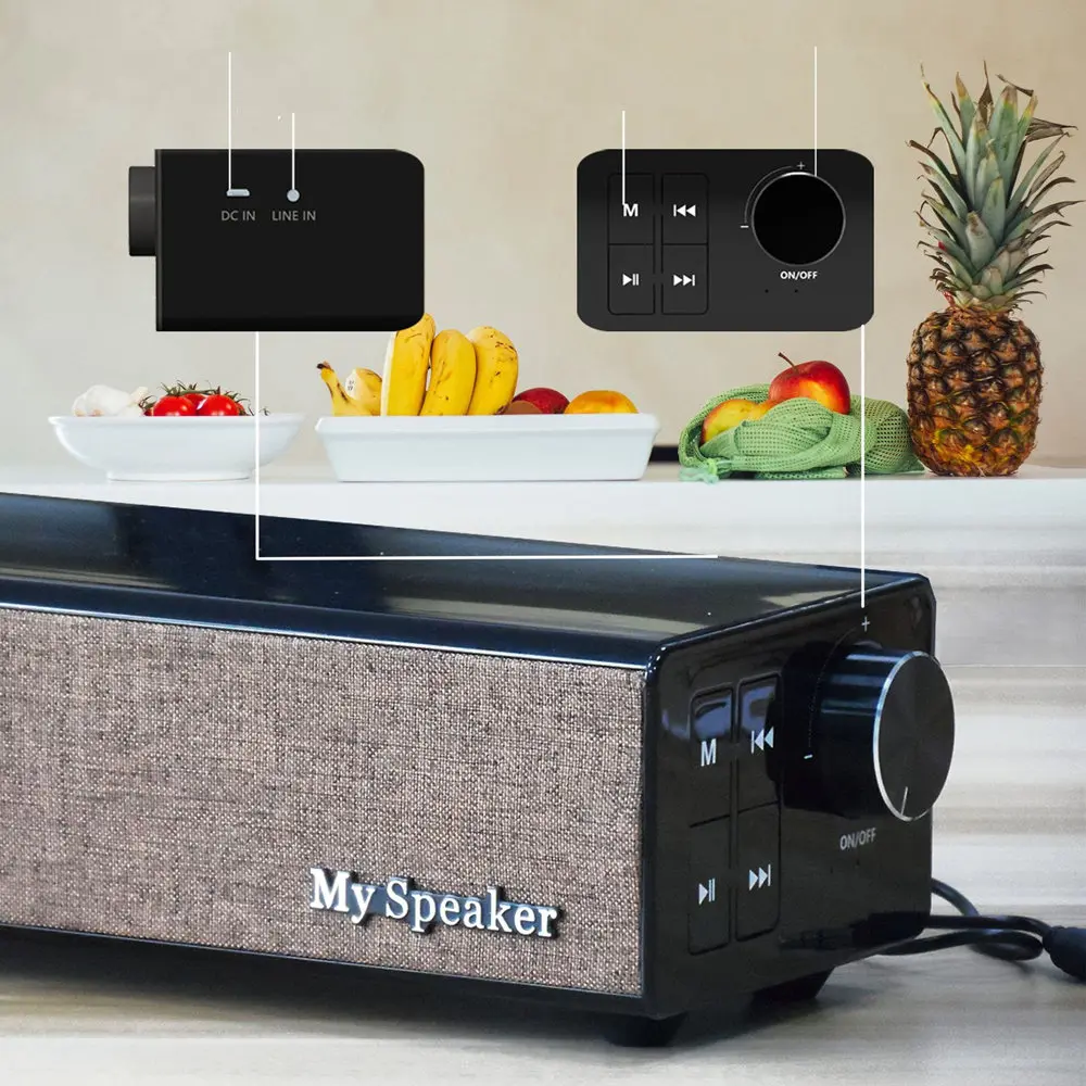 20 Вт ТВ динамик беспроводной Bluetooth динамик Портативная колонка бас Soundbar, сабвуфер с fm-радио для компьютера ТВ звуковой системный блок
