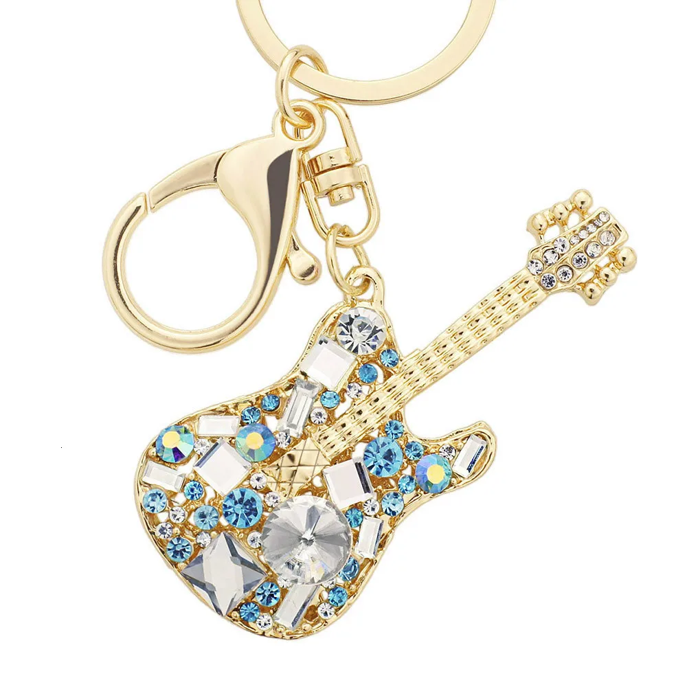 Гитара Моно кристалл брелок для ключей со стразами сумка Пряжка Кулон Брелок-гитара женский брелок аксессуары для гитары