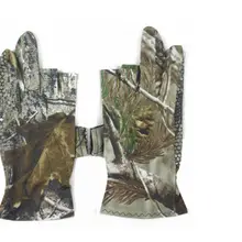 Желтые листья бионический камуфляж перчатки для страйкбола эластичные противоскользящие перчатки без пальцев, митенки для летней охоты рыбалки