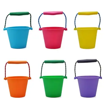 

Children Baby Shower Bucket Bath Beach Toy Folding Handheld Silicone Barrel Pouring Water Sand Kids Gift