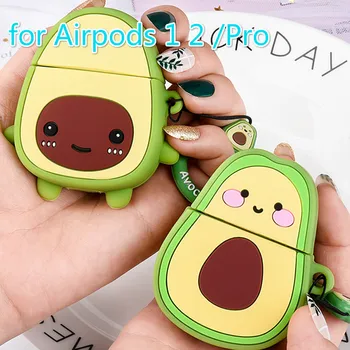

Case for Apple AirPods 2 Charging Box Cover for Airpods with Hooks Soft Cartoon Avocado Strawberry Earphone Case for AirPods Pro