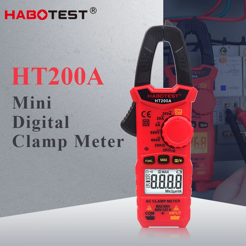 Мультиметр HT200A цифровой мини зажим|Токоизмерительные клещи| |