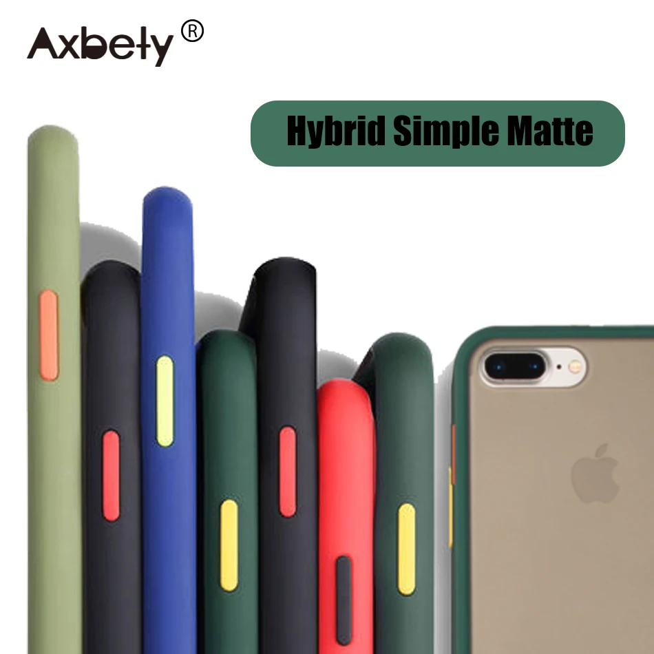 Hybrid Matte Phone Case For iPhone 12 11 Pro Max XR XS 6S SE 2020 8 7 Plus Contrast Color Frame Transparent Hard PC Cover |