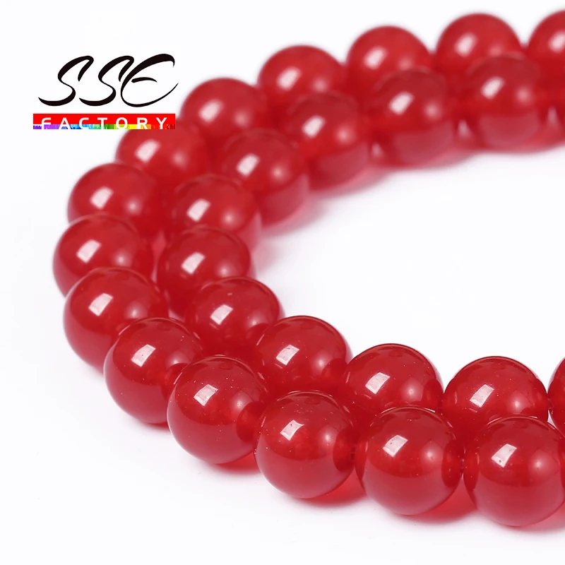 

Natural Red Chalcedony Jades Round Loose Spacer Beads 15'' 4/6/8/10/12/14mm DIY Bracelet Earring Accessories For Jewelry Making