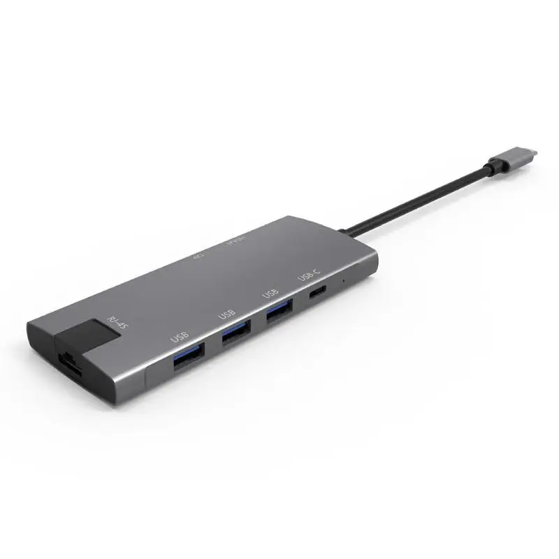 9 в 1 многофункциональный адаптер type-C концентратор для HDMI USB3.0 Mini DP USB-C PD TF RJ45 обратная совместимость с 1080P Plug and Play