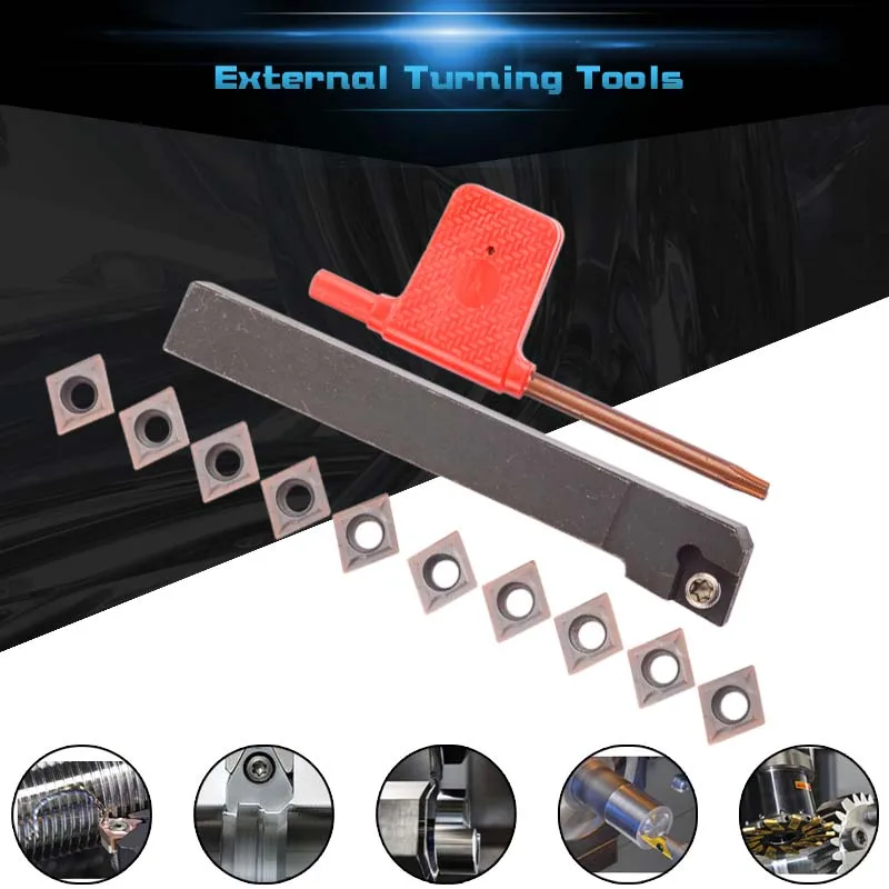 

SCLCR1212H09 Holder Lathe Tool Cutter With 10pcs CCMT09T304-PM Blades Insert CNC 100mm