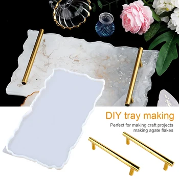 

Epoxy Resin Mold Craft DIY Making Rectangle Tray Bar Kitchen With Handles Home Decor Multifunction Reusable Tools Tabletop Gift